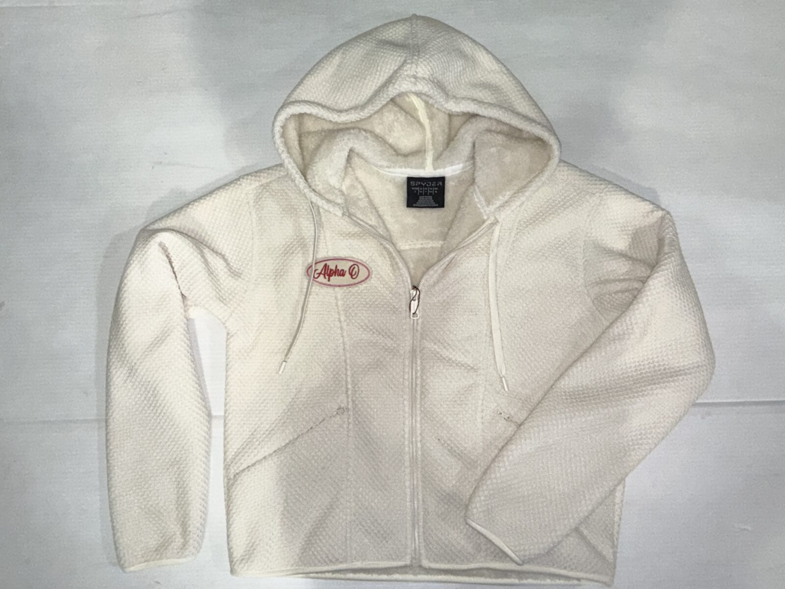 Fur Lined Waffle Zip Hoodie - Alpha Omicron Pi - AOPi