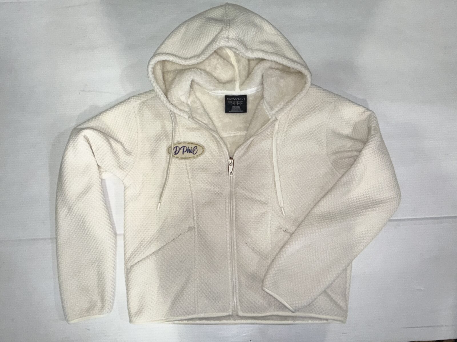 Fur Lined Waffle Zip Hoodie - Delta Phi Epsilon - D Phi E