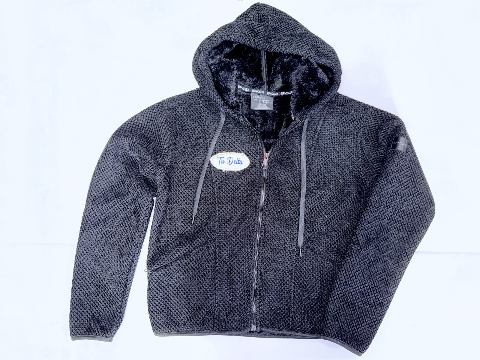 Fur Lined Waffle Zip Hoodie - Delta Delta Delta - Tri Delta - Image 3