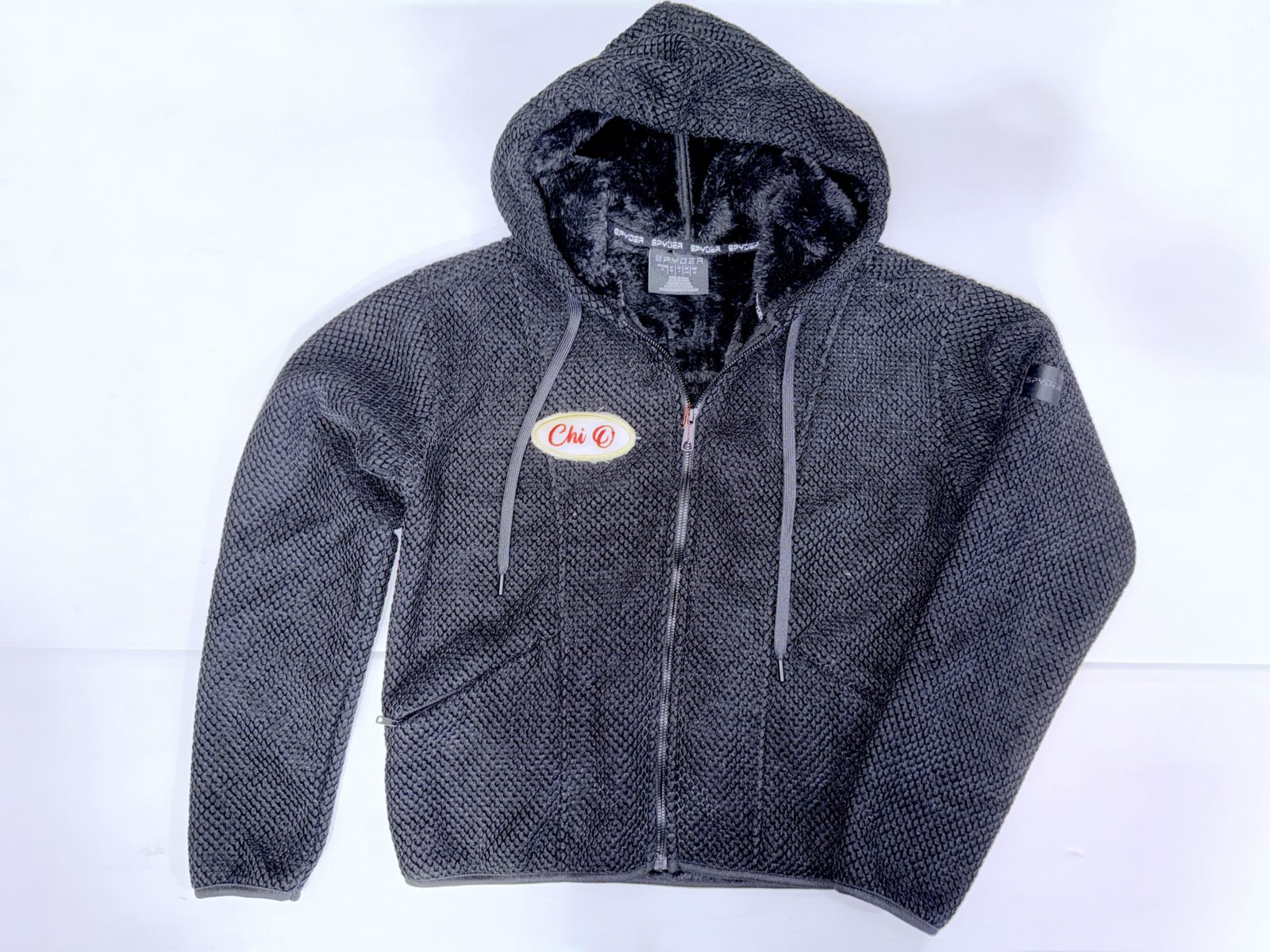 Fur Lined Waffle Zip Hoodie - Chi Omega - Chi O - Image 3