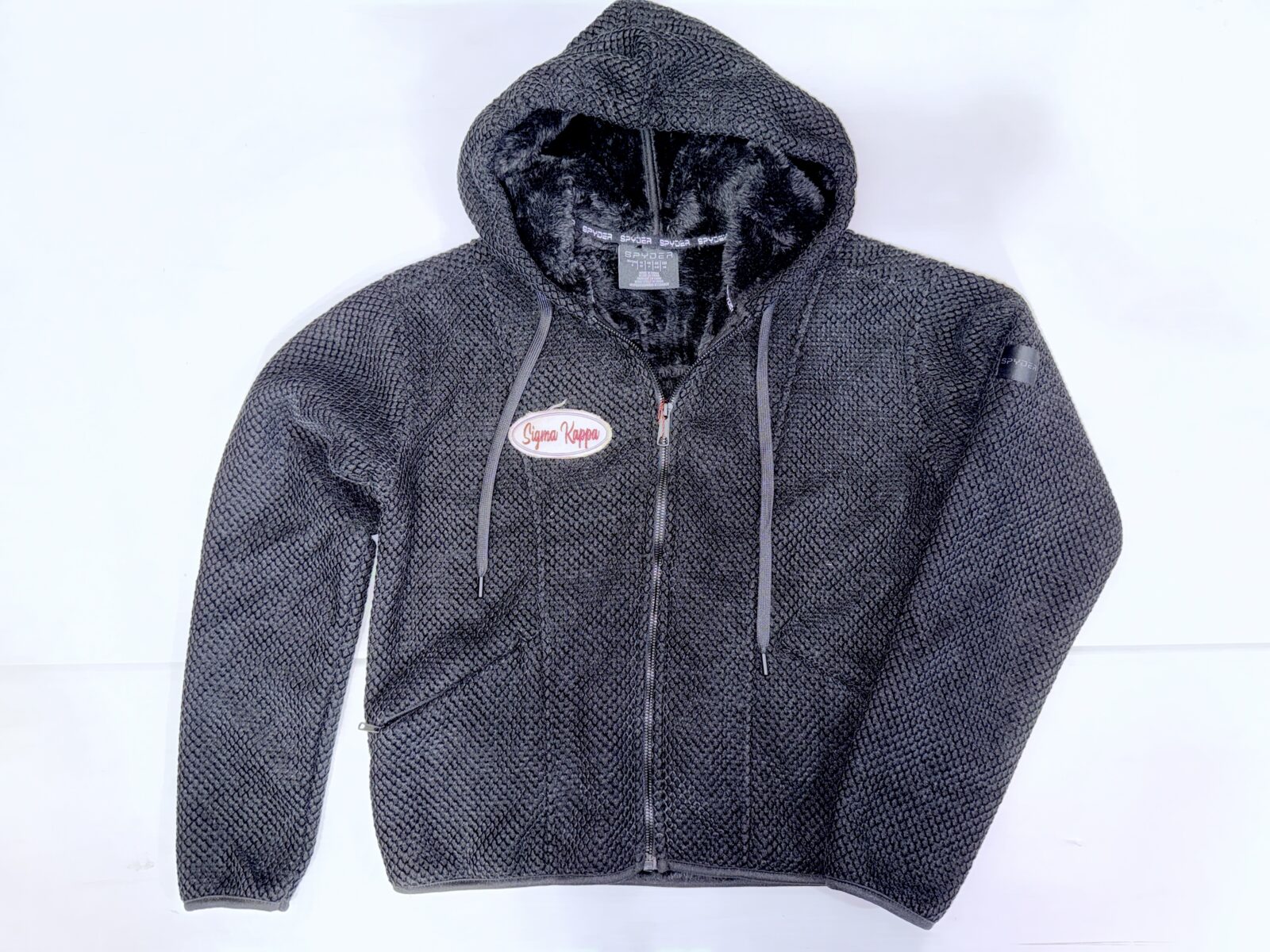 Fur Lined Waffle Zip Hoodie - Sigma Kappa - Image 3