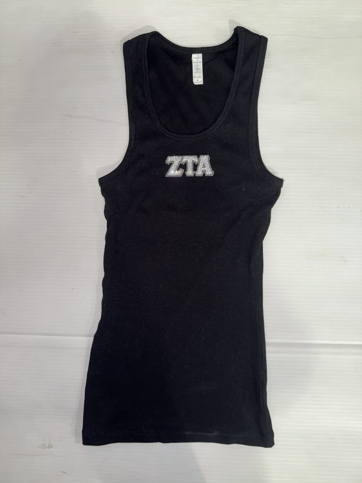 Long Ribbed Tank with Bling- Zeta Tau Alpha - Zeta