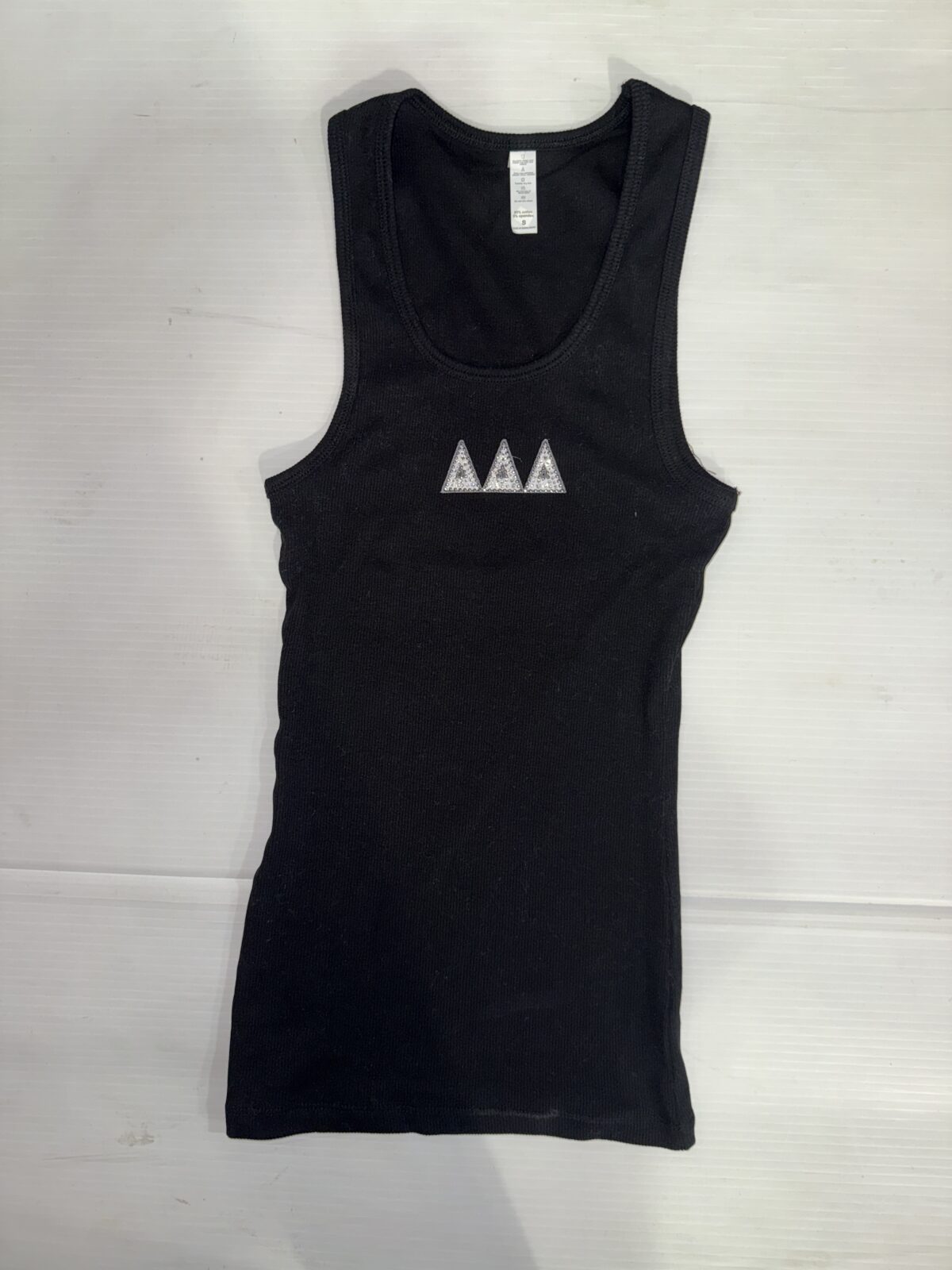 Long Ribbed Tank with Bling- Delta Delta Delta -Tri Delta