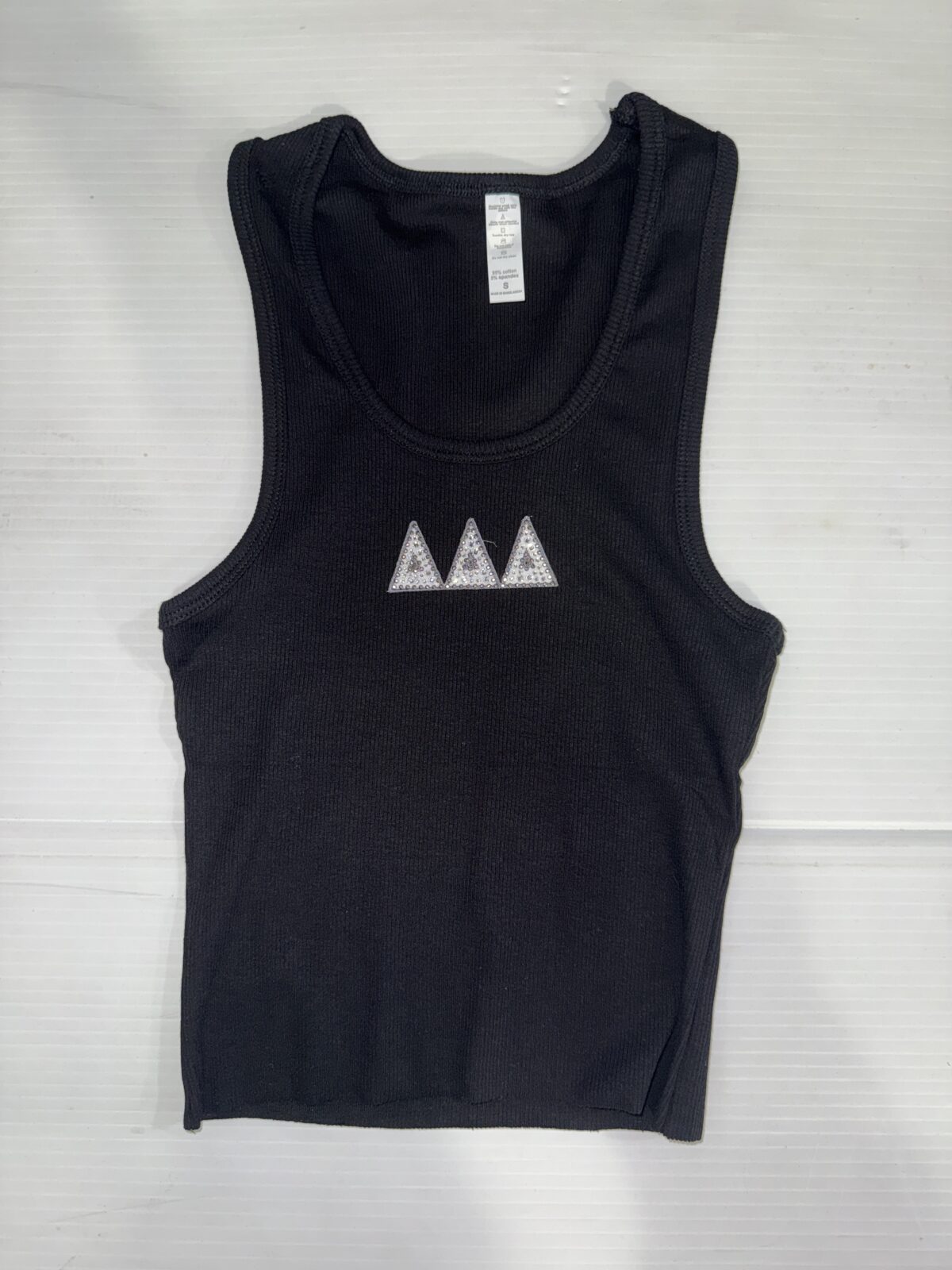 Cropped Ribbed Tank with Bling- Delta Delta Delta - Tri Delta - Image 3