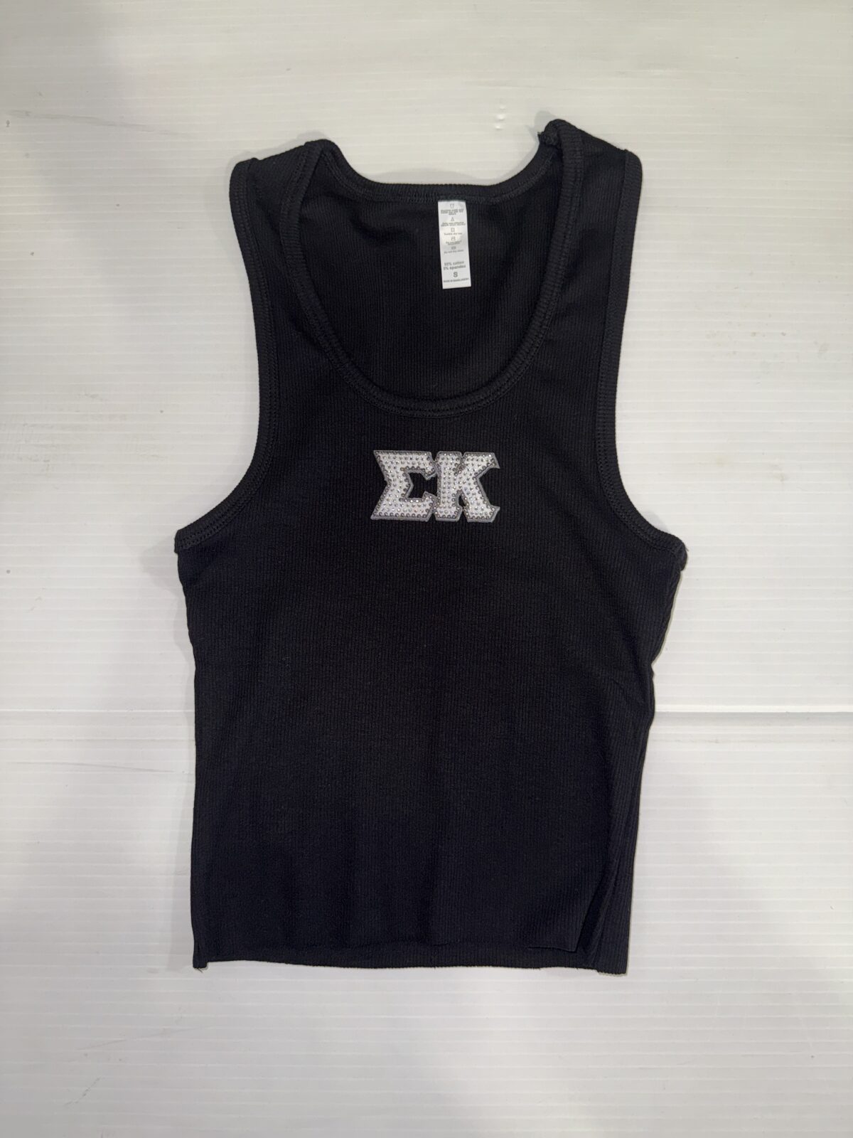 Cropped Ribbed Tank with Bling- Sigma Kappa - Image 3