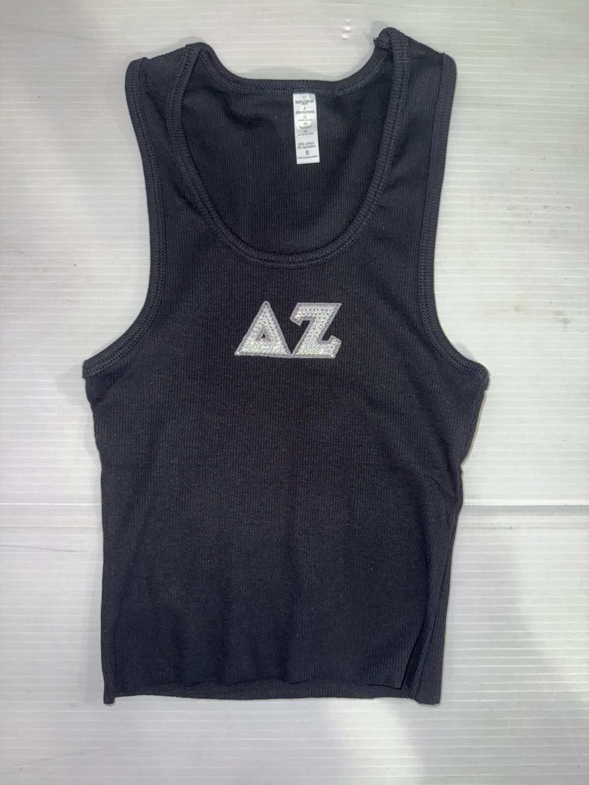 Cropped Ribbed Tank with Bling- Delta Zeta - Dee Zee - Image 3