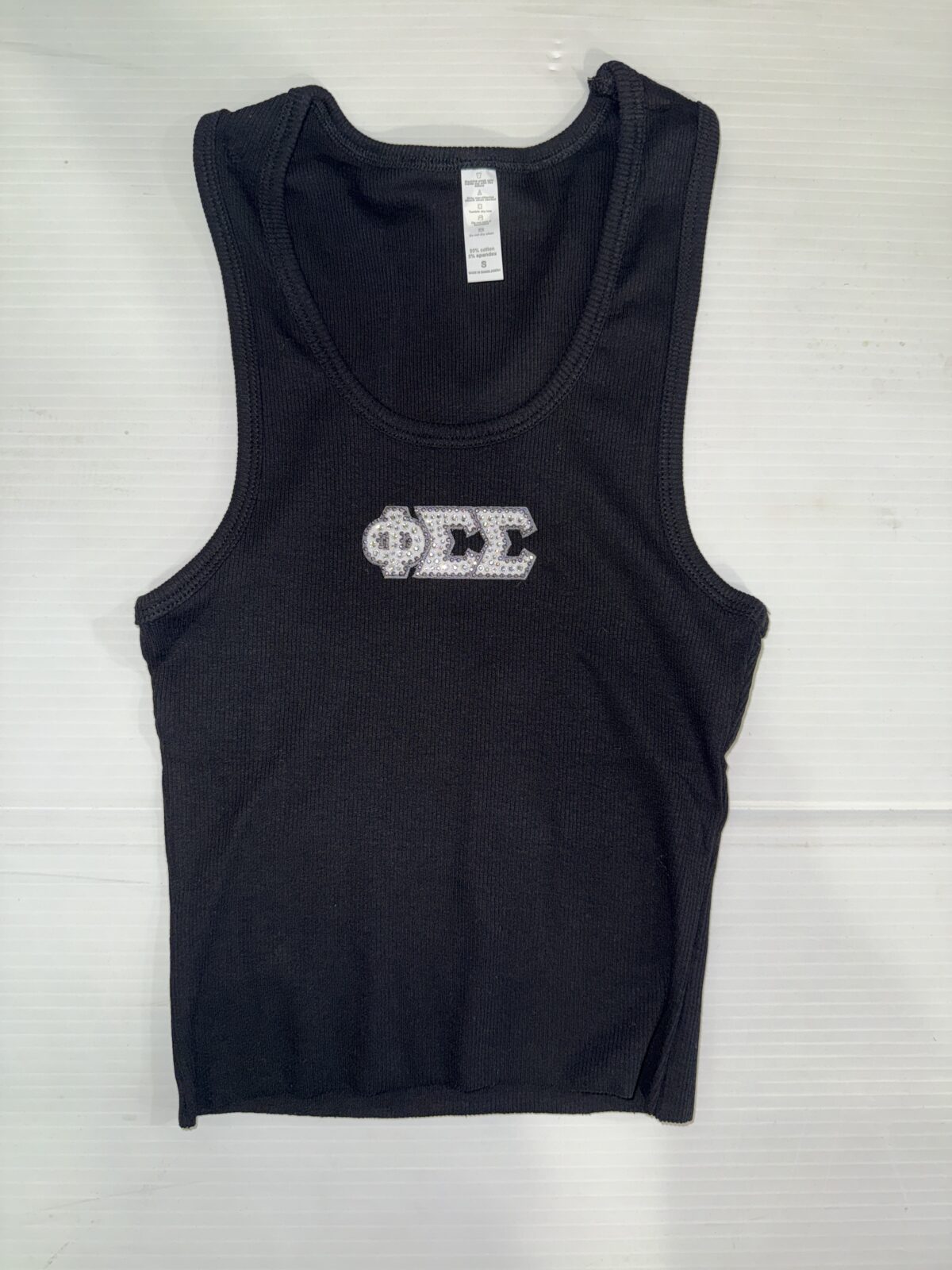 Cropped Ribbed Tank with Bling- Phi Sigma Sigma - Phi Sig - Image 3