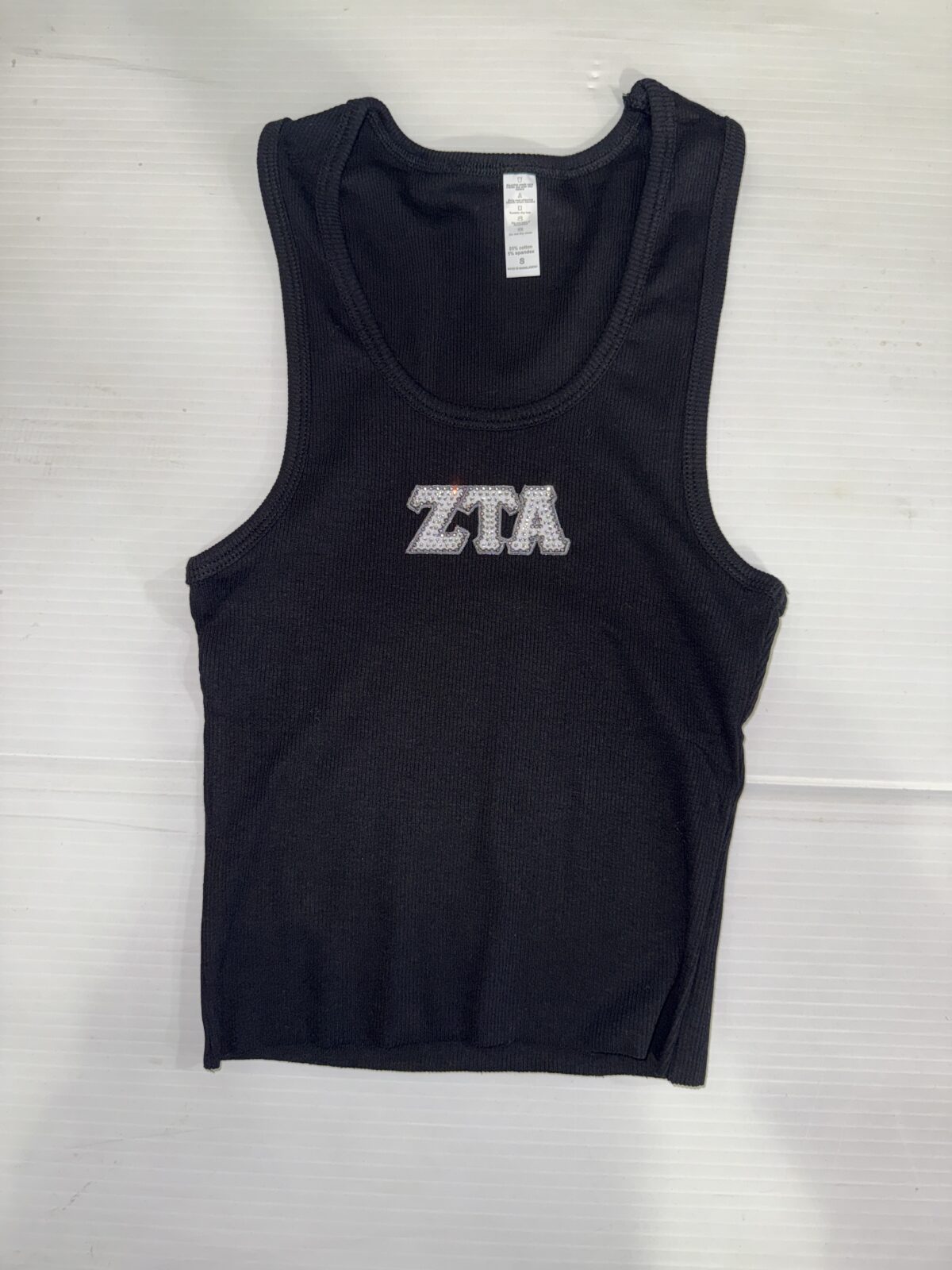 Cropped Ribbed Tank with Bling- Zeta Tau Alpha - Zeta - Image 3