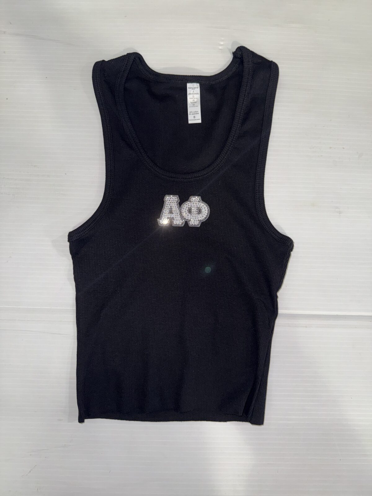 Cropped Ribbed Tank with Bling- Alpha Phi - Image 3