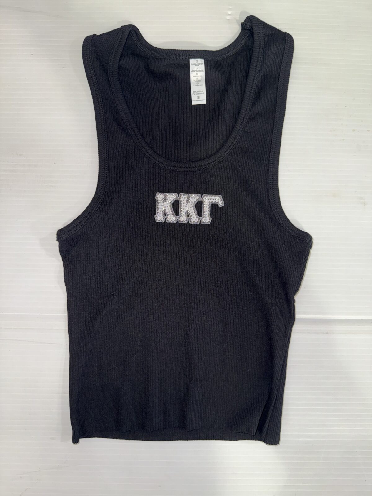 Cropped Ribbed Tank with Bling- Kappa Kappa Gamma -Kappa - Image 3