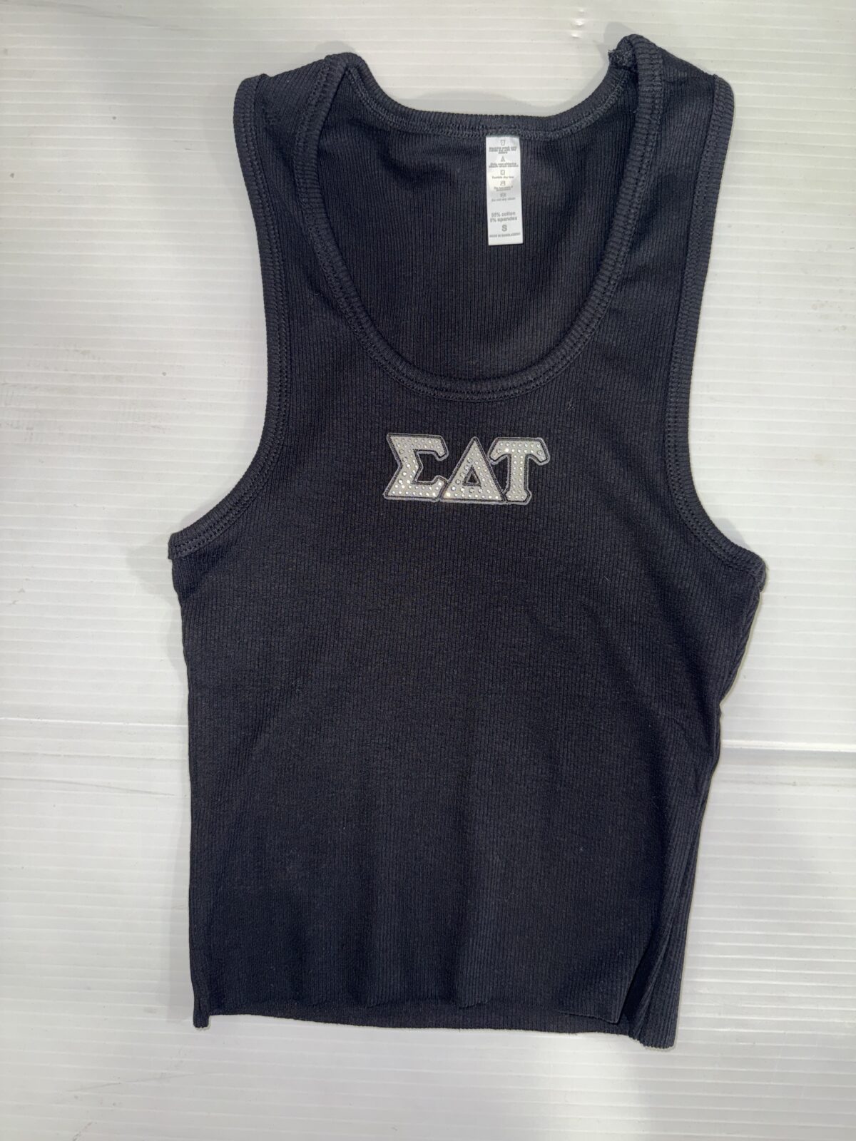 Cropped Ribbed Tank with Bling- Sigma Delta Tau - SDT - Image 3