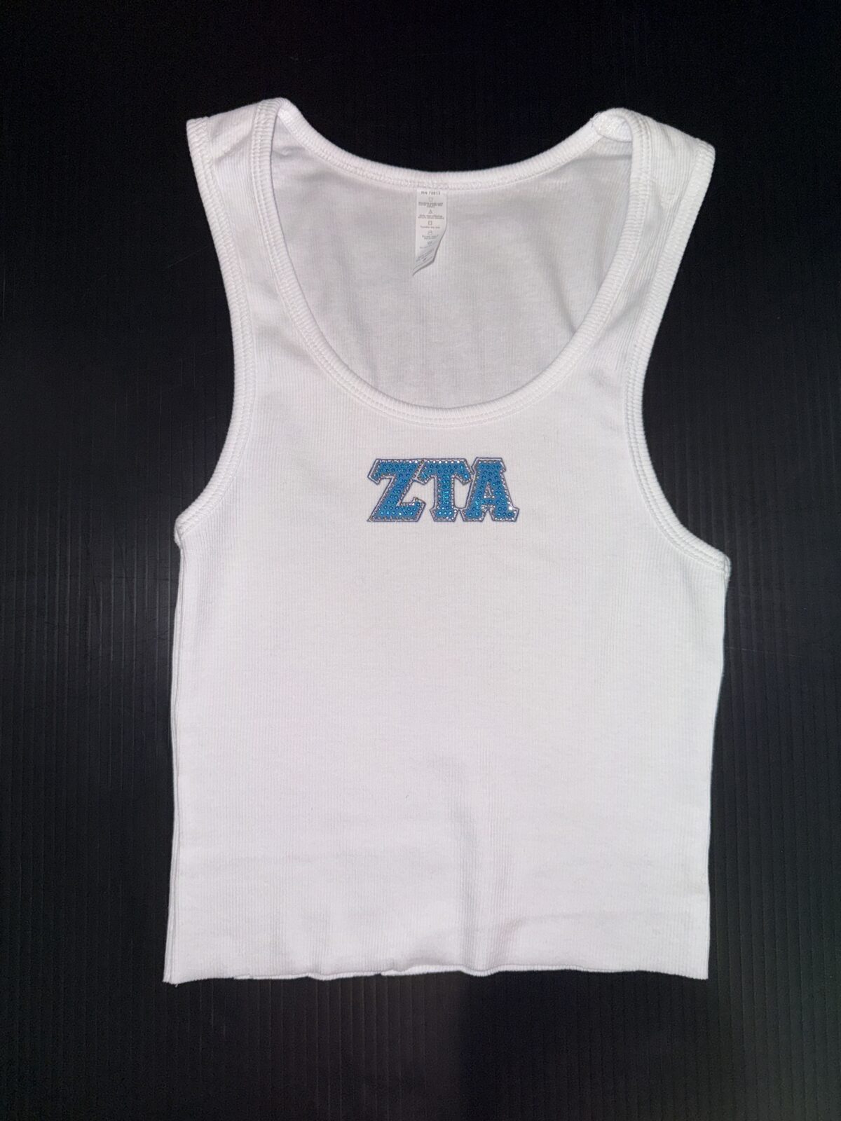Cropped Ribbed Tank with Bling- Zeta Tau Alpha - Zeta