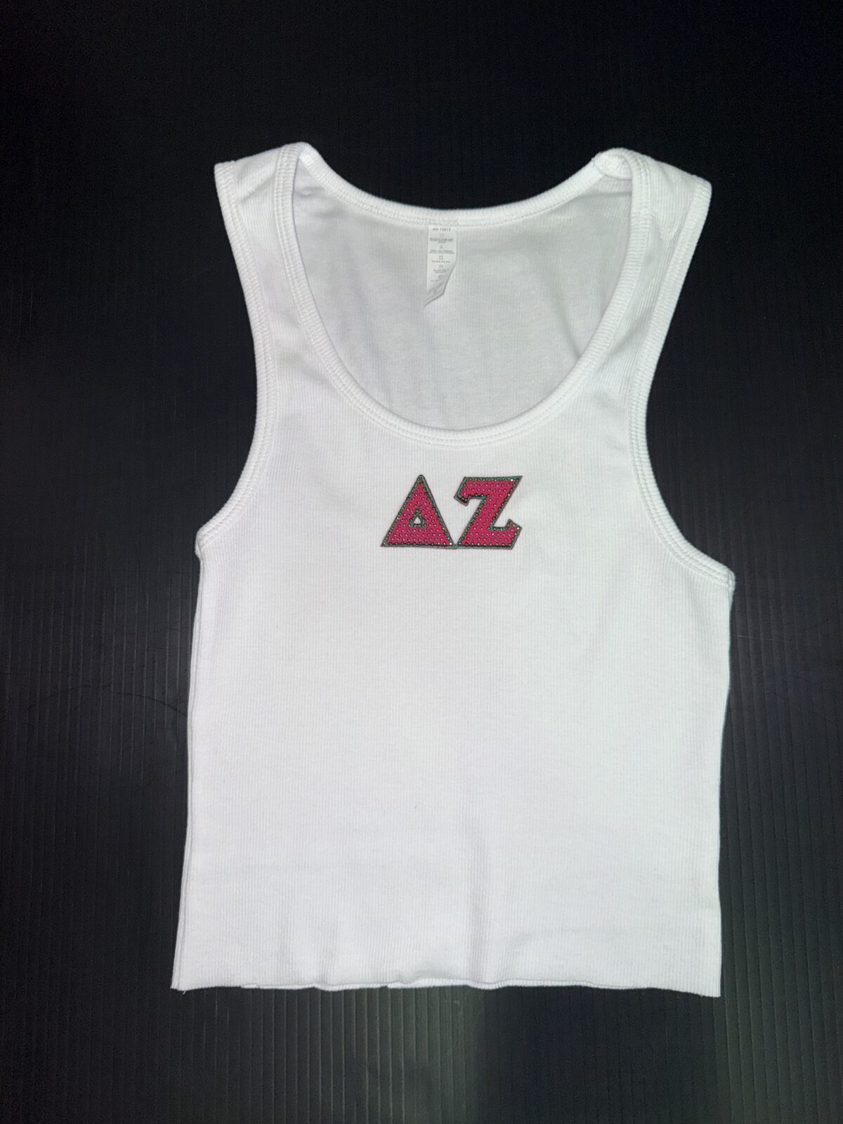 Cropped Ribbed Tank with Bling- Delta Zeta - Dee Zee