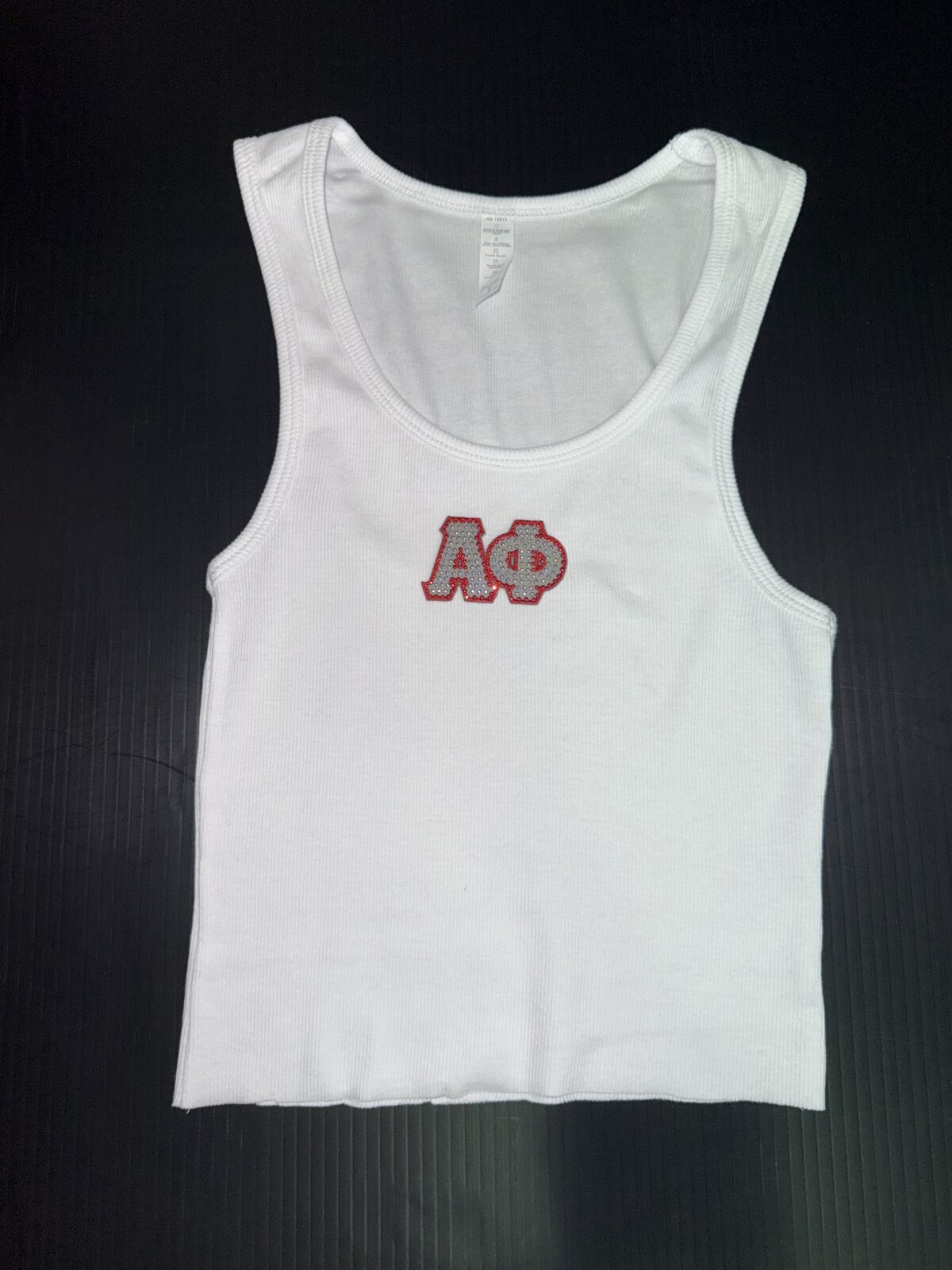 Cropped Ribbed Tank with Bling- Alpha Phi
