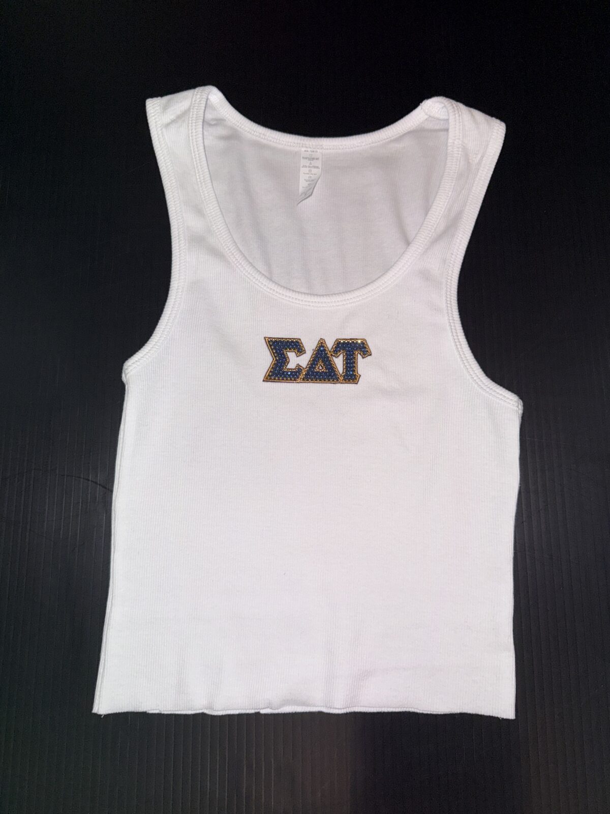 Cropped Ribbed Tank with Bling- Sigma Delta Tau - SDT