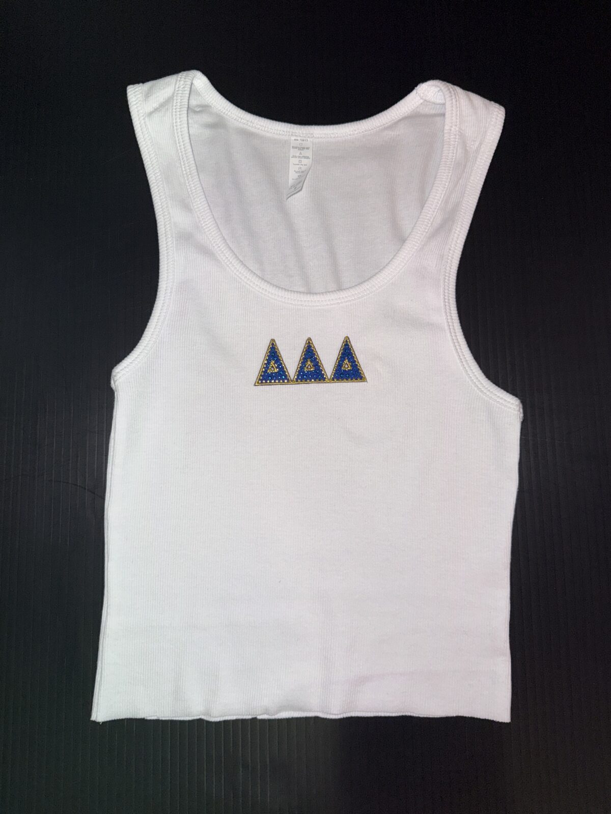 Cropped Ribbed Tank with Bling- Delta Delta Delta - Tri Delta
