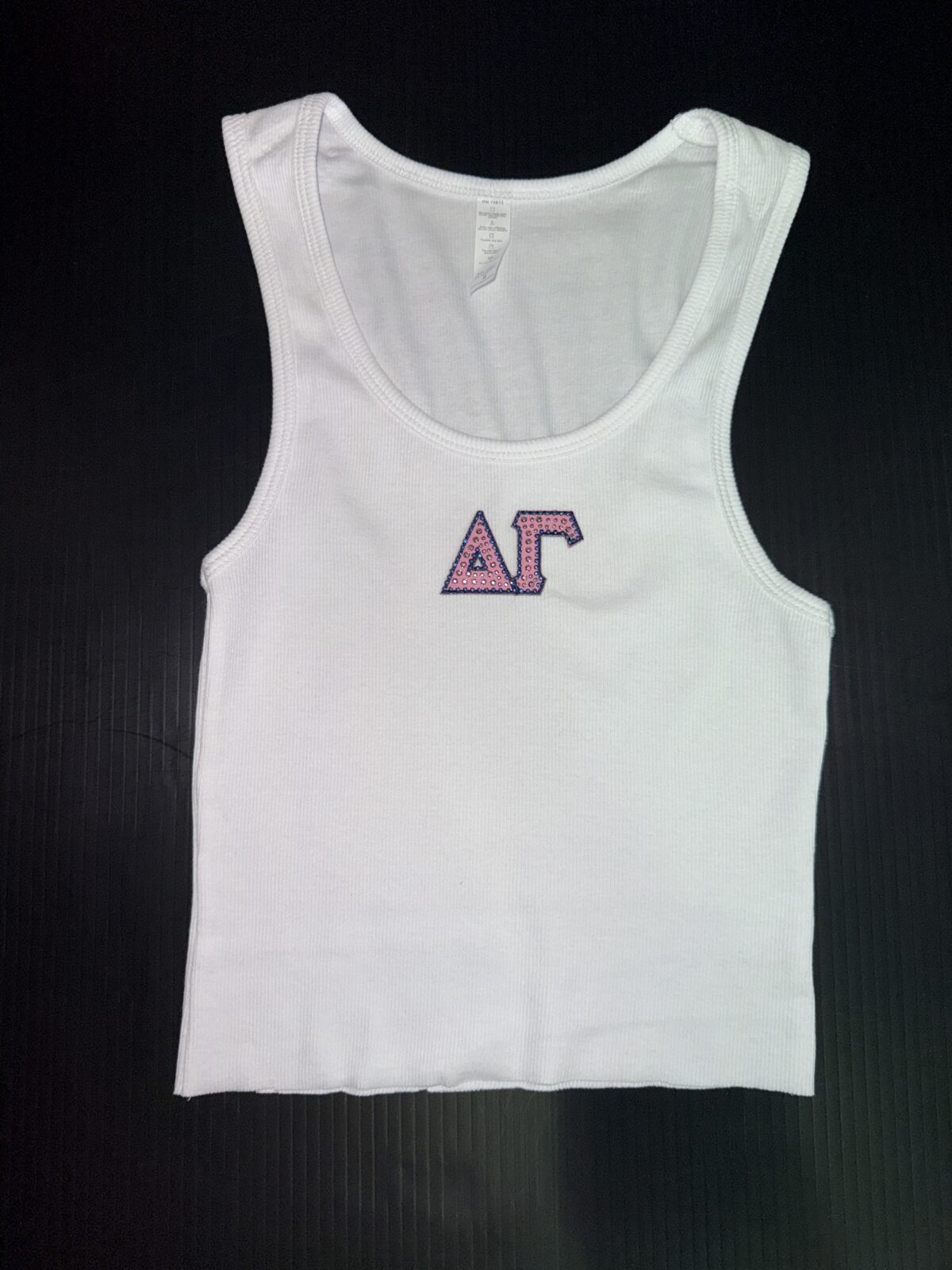 Cropped Ribbed Tank with Bling- Delta Gamma - DeeGee