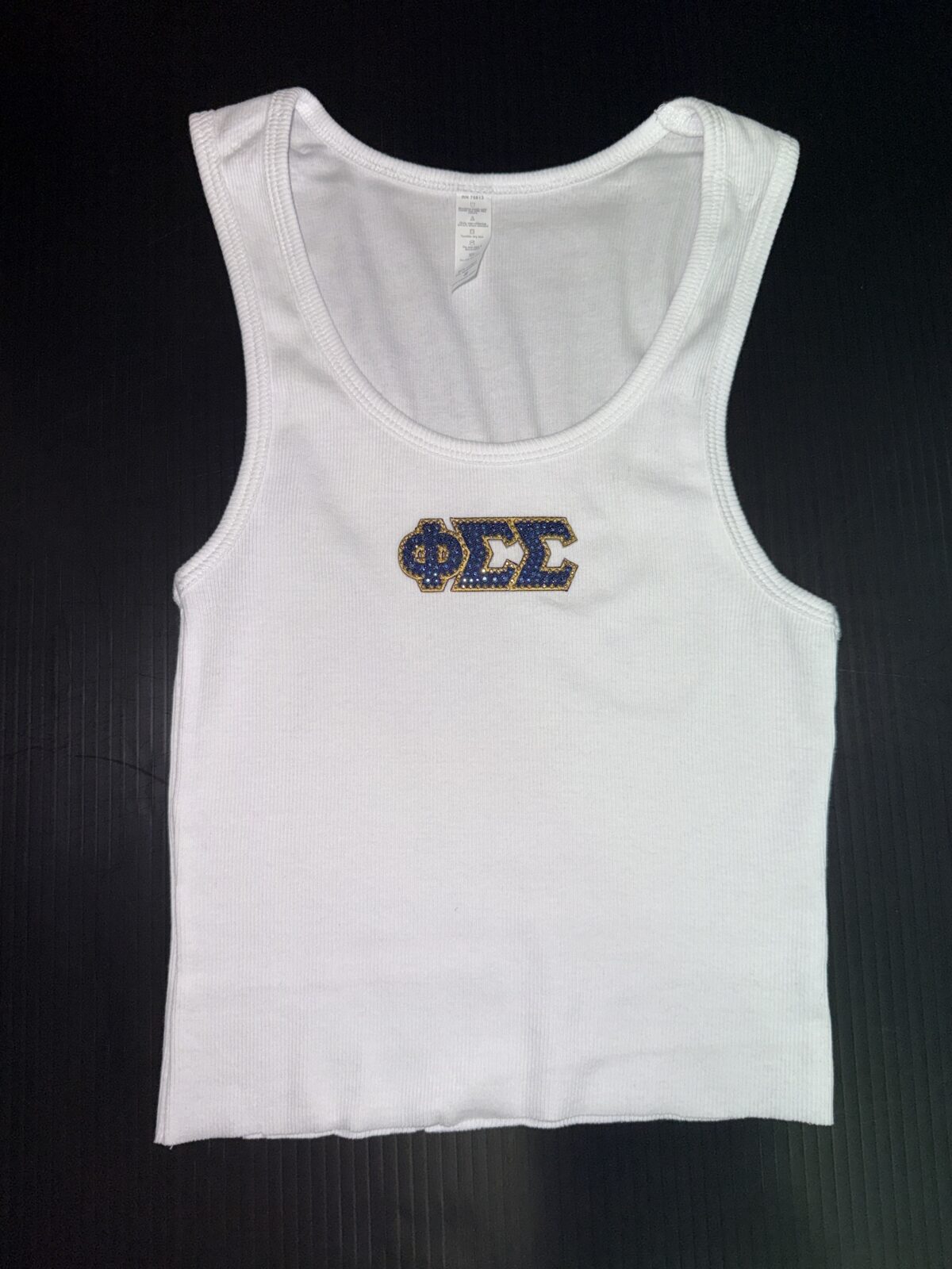 Cropped Ribbed Tank with Bling- Phi Sigma Sigma - Phi Sig