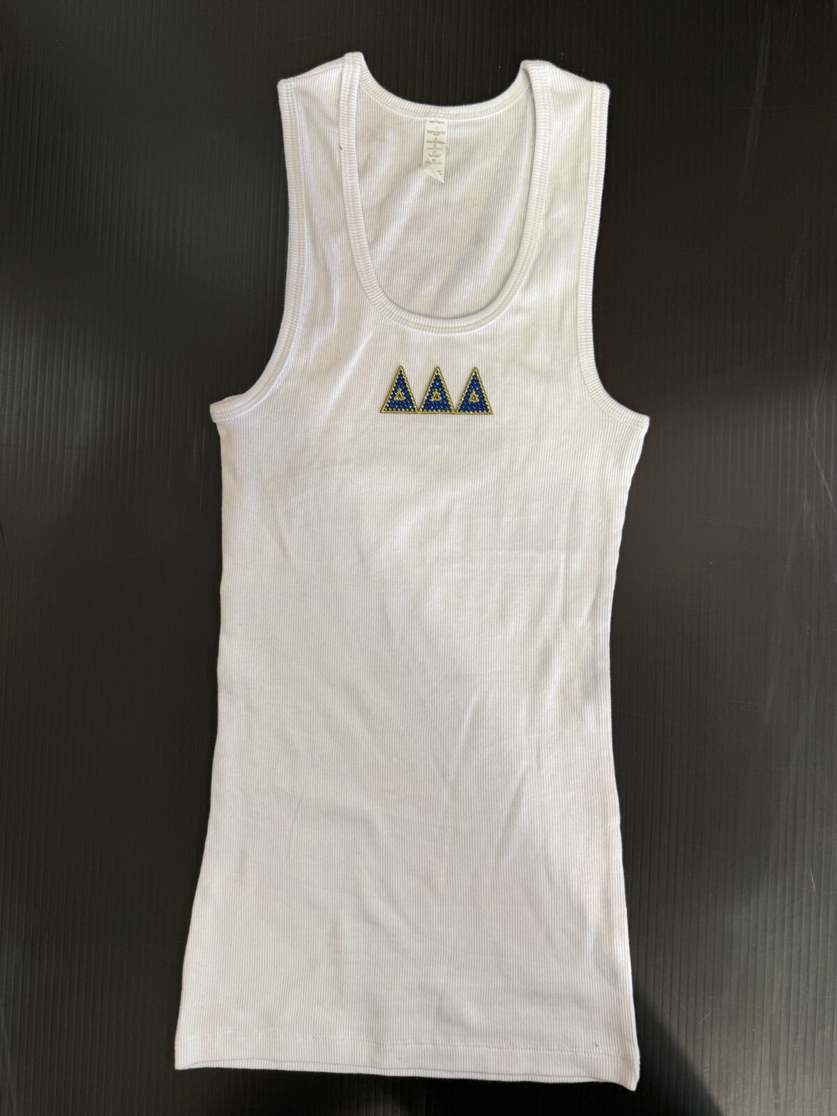 Long Ribbed Tank with Bling- Delta Delta Delta -Tri Delta - Image 3