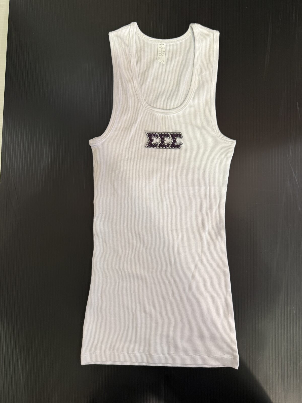 Long Ribbed Tank with Bling- Sigma Sigma Sigma - Tri Sig - Image 3